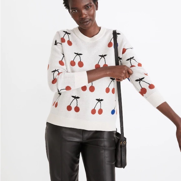 Madewell Cherry Pattern Sweater - Cream, Red, Blue - Picture 5 of 6